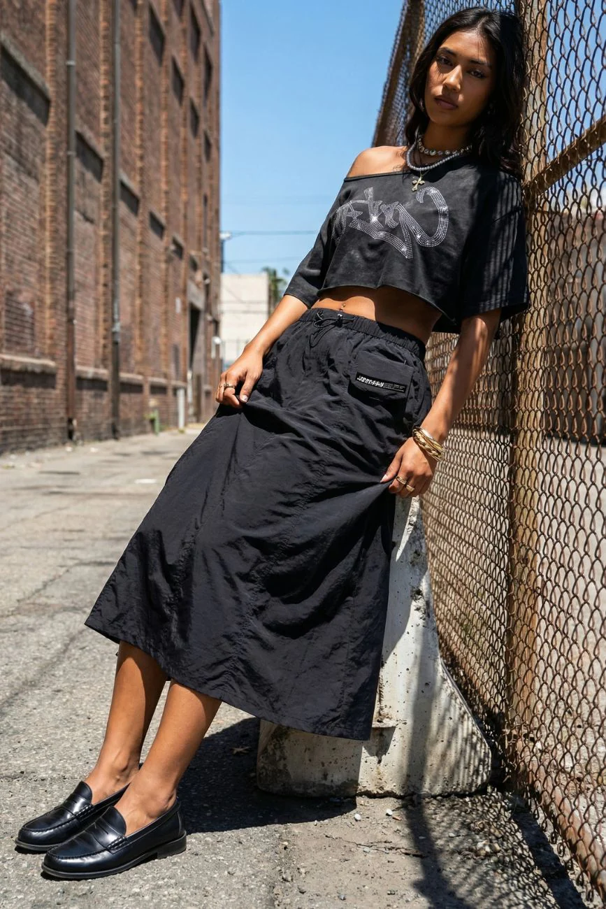 Cargo Parachute Skirt // Black