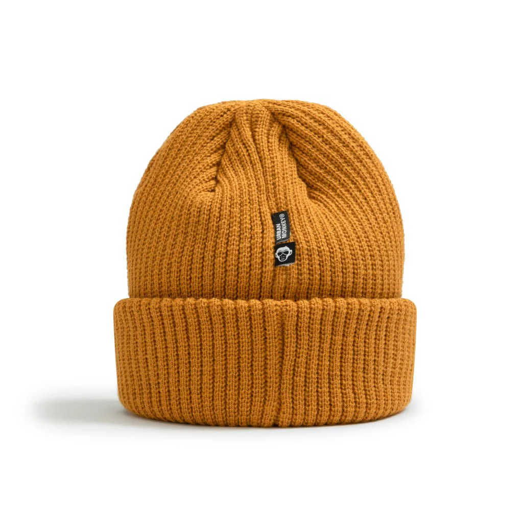 Recycled Knit Cuff Beanie // Mustard Yellow - Image 2