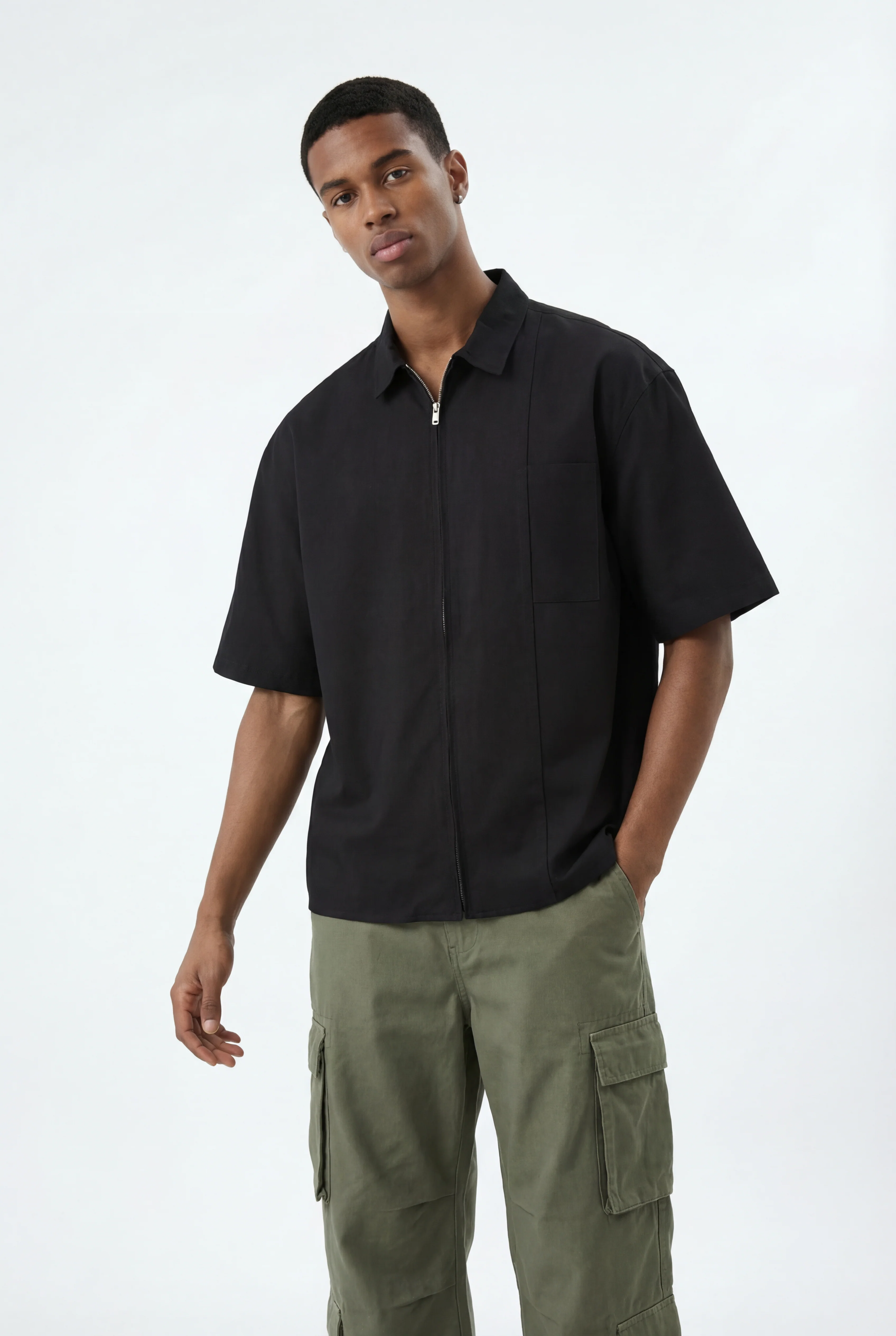 Zip Up Shirt // Black